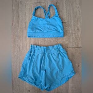 Lululemon Hotty Hot High-Rise Lined Short And Sports Bra Set 4 "Poolside
